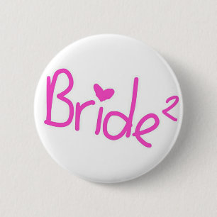 Bride squared 6 cm round badge