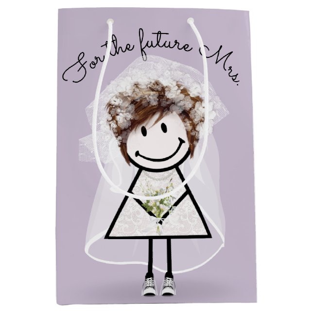 Bride Stick Girl In Lace Dress and Sneakers Medium Gift Bag (Front)