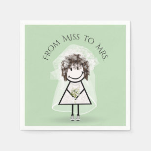 Bride Stick Girl in Sneakers with Daisy Bouquet  Napkin