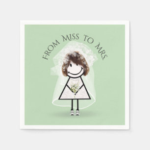 Bride Stick Girl in Sneakers with Daisy Bouquet Napkin