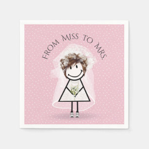 Bride Stick Girl with Sneakers on Dots  Napkin