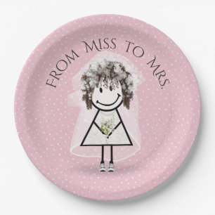 Bride Stick Girl with Sneakers on Dots  Paper Plate