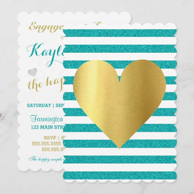 Bride Summer Lovin Teal Blue Soiree Lawn Party Invitation (Front/Back)