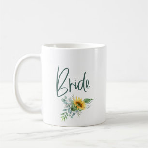 Bride Sunflower Eucalyptus Wedding Coffee Mug