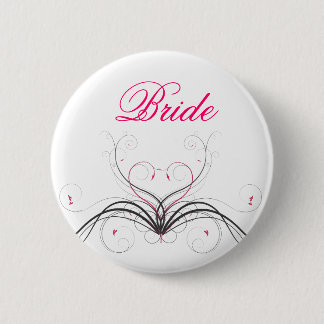 Bride Swirl Heart 6 Cm Round Badge