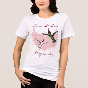 Bride T-shirt Humming Birds & Grunge Heart Tri-Blend Shirt