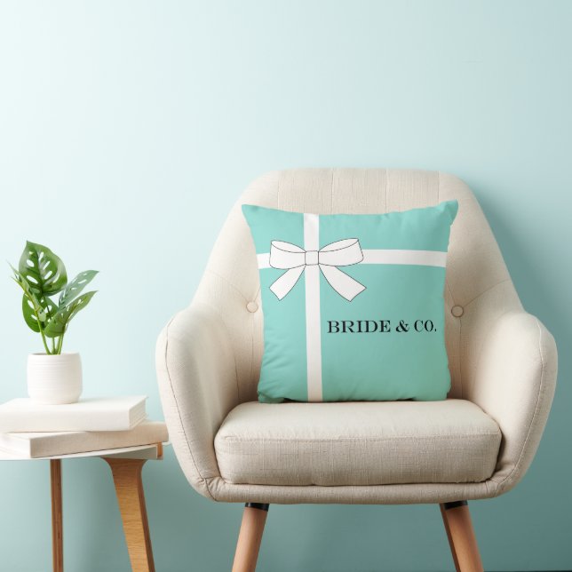 BRIDE Teal Blue Bridal Shower Personalised Cushion (Chair)