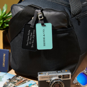 BRIDE Teal Blue Shower Party Personalised Luggage Tag