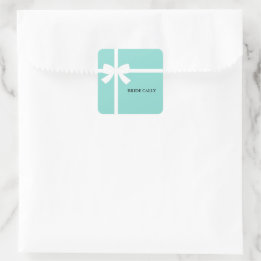 BRIDE Teal Blue Tiara Shower Party Personalised Square Sticker