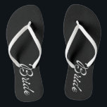 Bride Themed Wedding Thongs/flip flps Flip Flops<br><div class="desc">Cute Shoes/Footwear for the ultimate barefoot wedding. Thongs available for all the wedding party in this design. Thong style, easy slip-on design Choose between 2 different footbeds and 4 different strap colors Similar to Havaianas® 100% rubber makes sandals both heavyweight and durable Cushioned footbed with textured rice pattern provides all...</div>