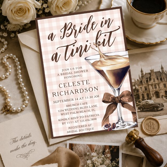 Bride Tini Bit Bow Espresso Martini Bridal Shower Invitation (Creator Uploaded)