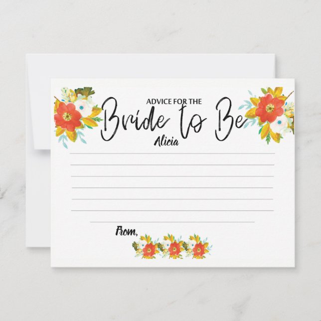 Bride to Be Advice Cards Bridal Shower Games (Front)