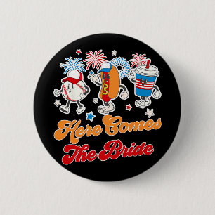 Bride To Be Baseball Bachelorette Party Here Comes 6 Cm Round Badge