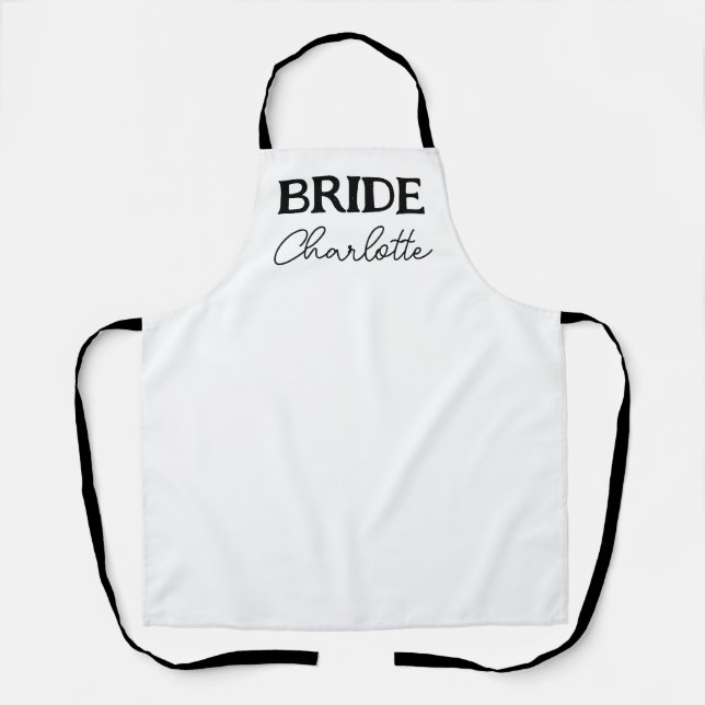 Bride To Be Black And White Bachelorette Apron (Front)