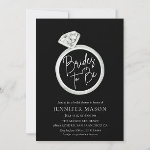 Bride To Be Black and White Modern Bridal Shower Invitation