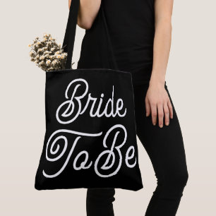Bride To Be Black White Tote Bag Minimal Neutral