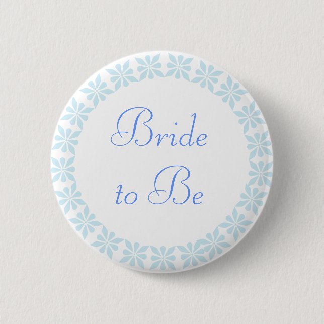 Bride to Be Blue Flowers I.D. Button (Front)