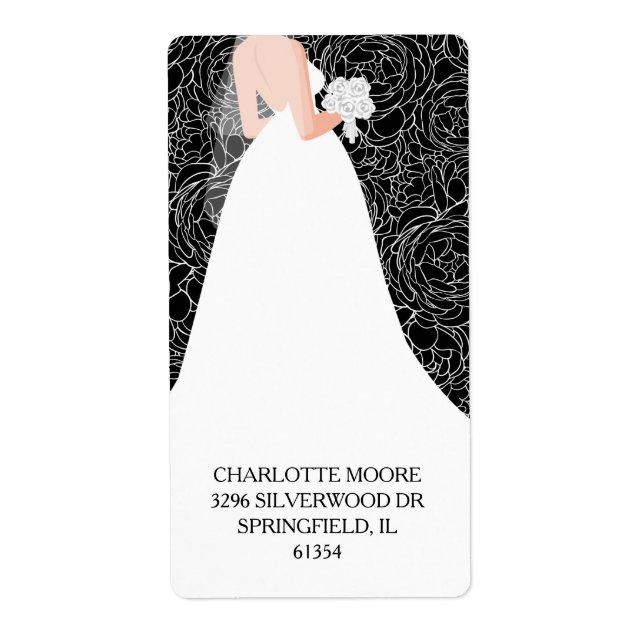 Bride to Be Bridal Shower Black Return Address (Front)