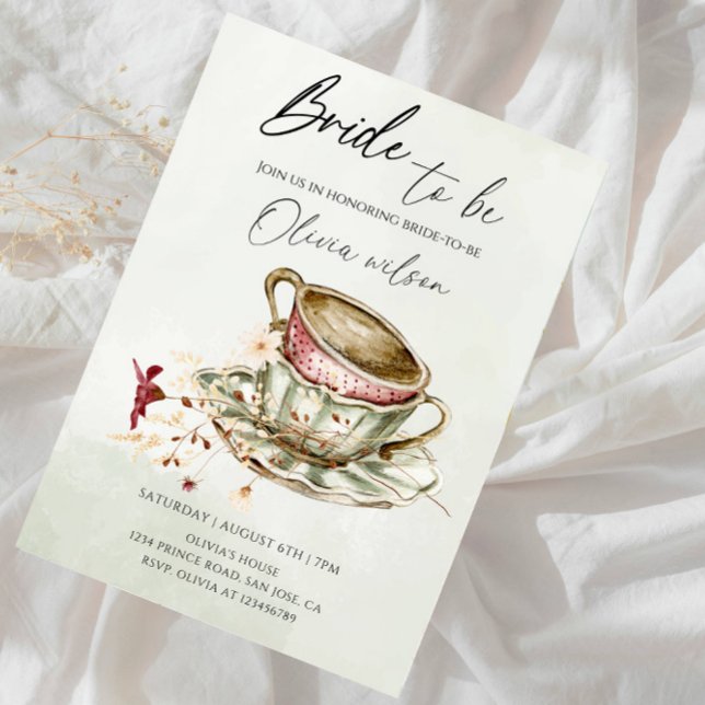 Bride-to-Be Bridal Shower  - Two Cups of Tea Theme Invitation (Creator Uploaded)