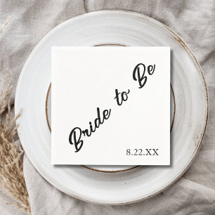 Bride to Be Custom Date Modern Wedding Napkin
