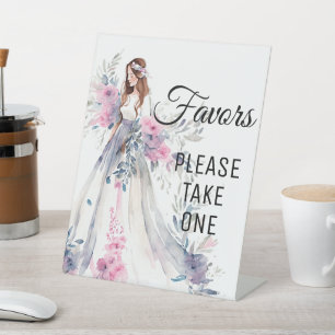 Bride to Be Elegant White Dress Favours Table Sign