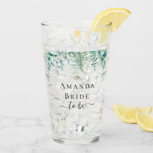 Bride to be eucalyptus greenery ferns woodland glass