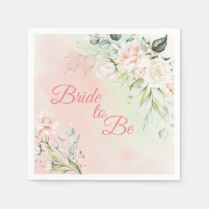 Bride to Be Floral Elegant Pink Chic Girly Bridal Napkin