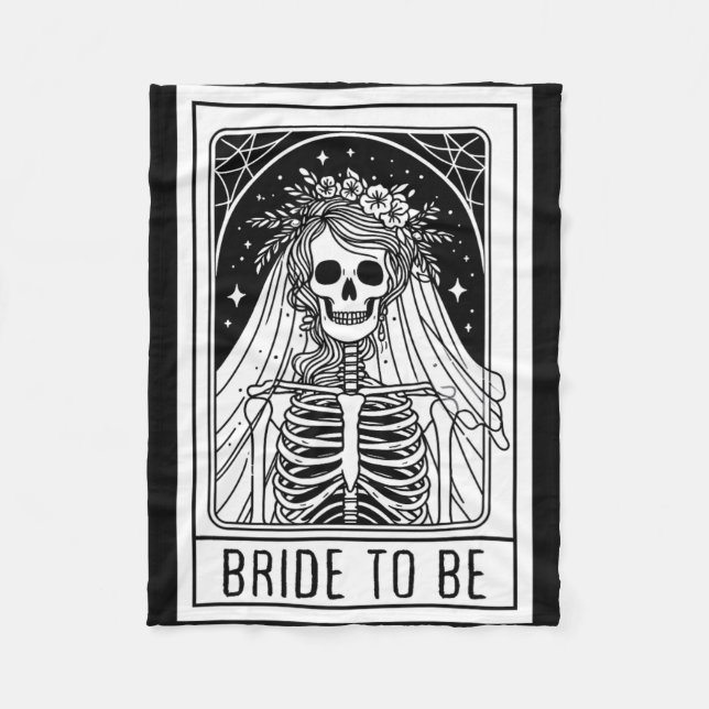 Bride To Be Gothic Skeleton Tarot Card Bachelorett Fleece Blanket (Front)