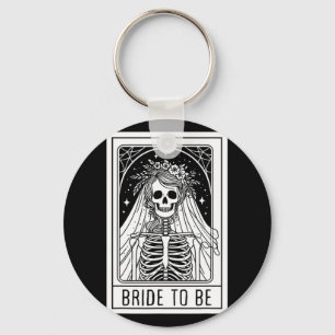 Bride To Be Gothic Skeleton Tarot Card Bachelorett Key Ring