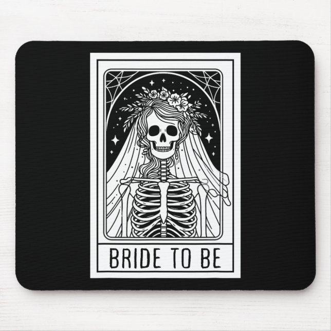 Bride To Be Gothic Skeleton Tarot Card Bachelorett Mouse Mat (Front)