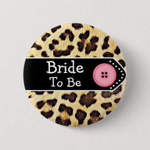 Bride to be Leopard Print Bridal Shower 6 Cm Round Badge
