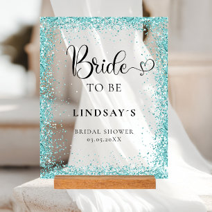 BRIDE TO BE! Mint Glitter Bridal Shower  Acrylic Sign
