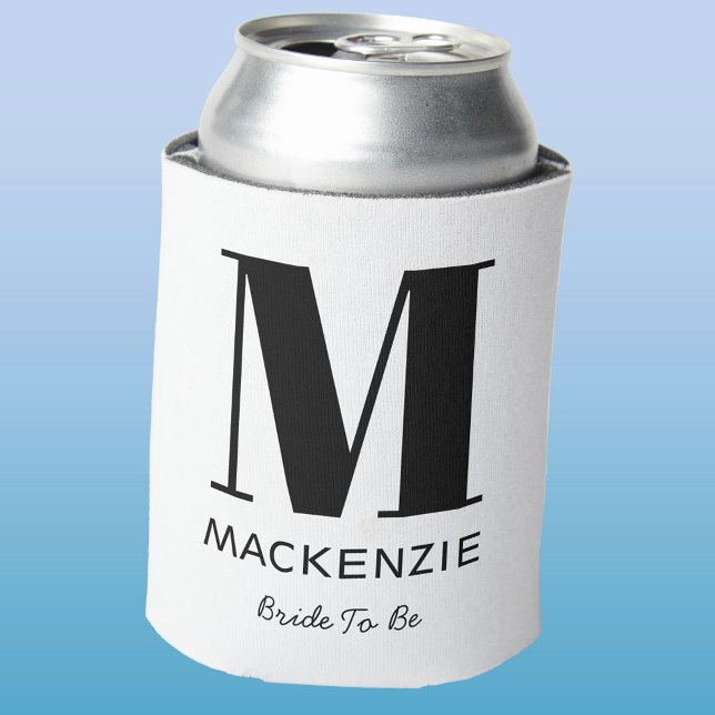 Bride to Be Monogram Name Can Cooler (Bride to Be monogram name personalized can cooler)