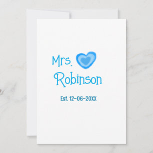 Bride to be Mrs add name date blue heart watercolo Invitation