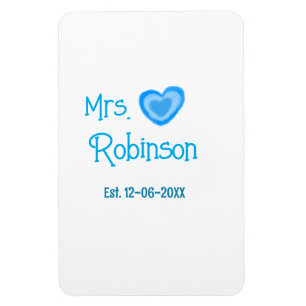 Bride to be Mrs add name date blue heart watercolo Magnet