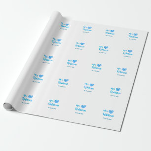 Bride to be Mrs add name date blue heart watercolo Wrapping Paper