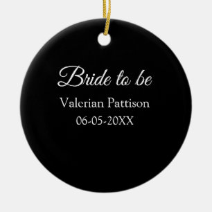 Bride to be name date black white bridal shower we ceramic tree decoration