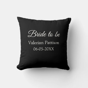Bride to be name date black white bridal shower we cushion