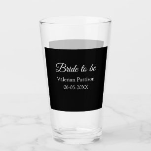 Bride to be name date black white bridal shower we glass