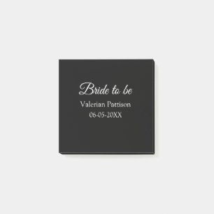 Bride to be name date black white bridal shower we post-it notes