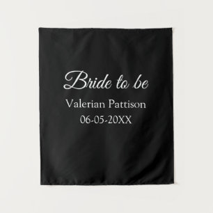 Bride to be name date black white bridal shower we tapestry