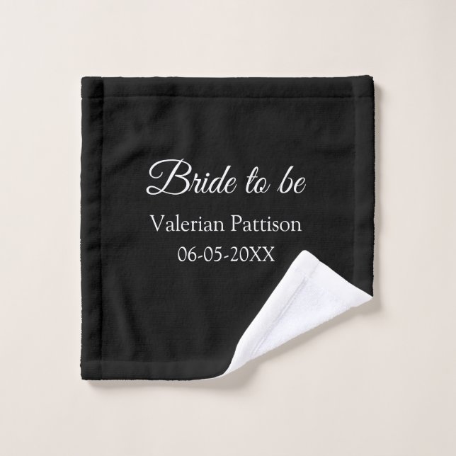Bride to be name date black white bridal shower we wash cloth (Wash Cloth)