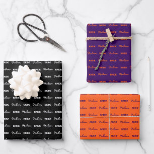 Bride To Be Name   Halloween Wedding Purple Orange Wrapping Paper Sheet