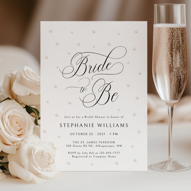 Bride To Be Pearls Bridal Shower Invitation (Creator Uploaded)
