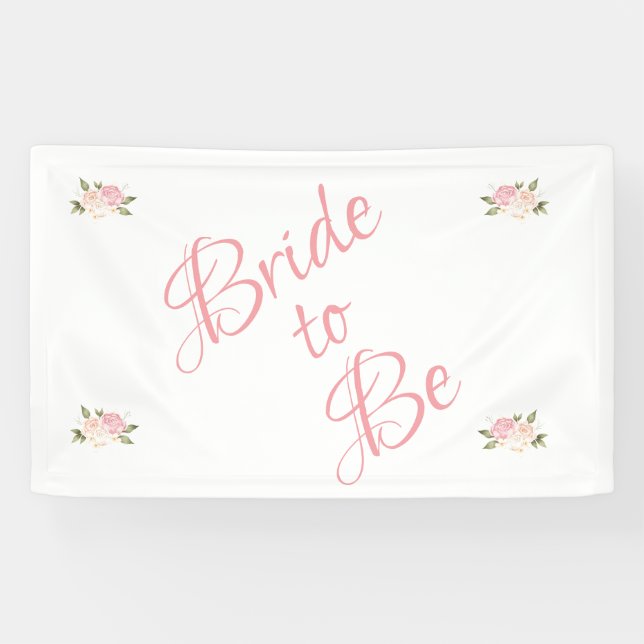 Bride to Be Pink Floral Script Watercolor Banner (Horizontal)