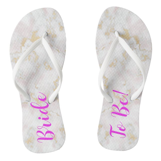 Bride To Be! Pink Gold Marble flip flops (Footbed)