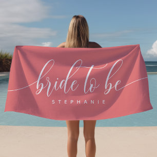 Bride To Be Pink Hen Party Personalised  Beach Towel