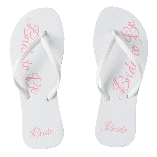 Bride to Be Pink Script Cute Wedding Flip Flops (Footbed)