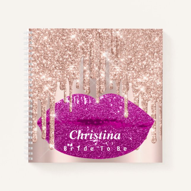 Bride To Be Sweet 16th Pink Princess Makeup Lips Notebook (Front)