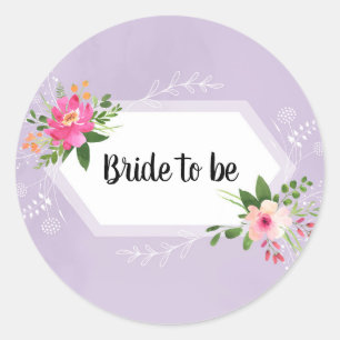 Bride to be watercolor floral bridal shower classi classic round sticker